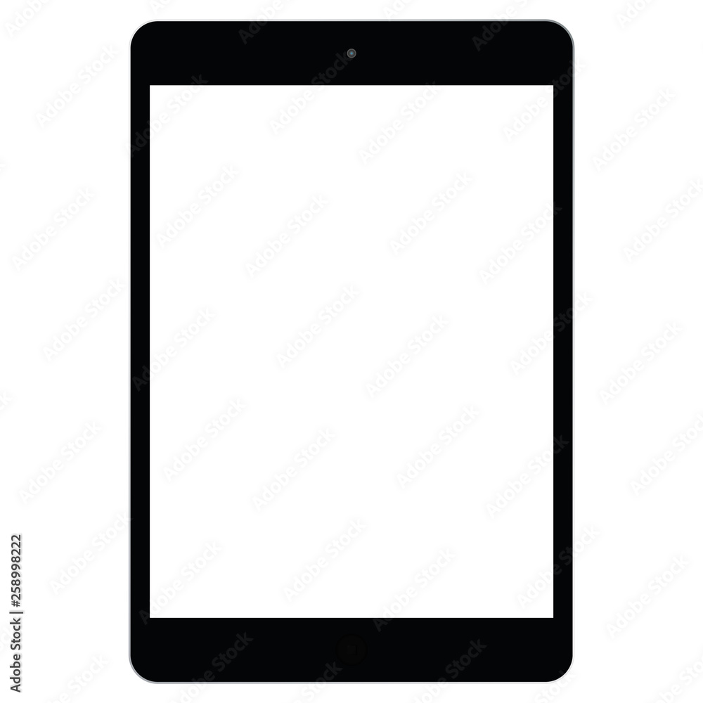 Poster pad or tablet, front view notepad. black tablet, pad or notepad with white screen vector. notepad or