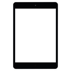 Pad or tablet, front view notepad. Black tablet, pad or notepad with white screen vector. Notepad or tablet, pad with blank screen.