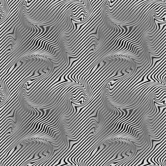 Abstract Illustration of Black and Gray Striped Background with Optical Illusion and Curved lines. Op art.