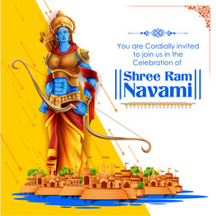 Shree Ram Navami celebration background for religious holiday of India - obrazy, fototapety, plakaty
