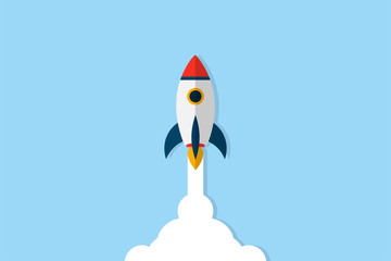 Startup concept. Start Up illustration. Rocket launch. Rocket fly up. Startup business concept