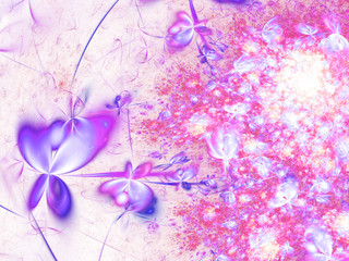 Obraz na płótnie Canvas Purple and pink fractal flowers, digital artwork for creative graphic design