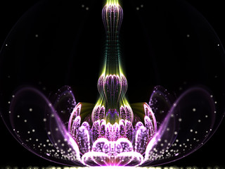 Dark pink fractal flower, digital artwork for creative graphic design - 259001216