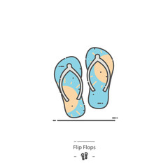 Flip flops - Line color icon