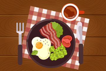 Breakfast concept. Healthy food. Flat style illustration. Vector illustration.