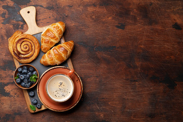 Coffee and croissants breakfast