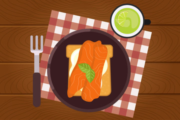 Breakfast concept. Healthy food. Flat style illustration. Vector illustration.