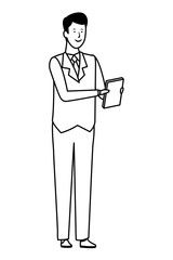 businessman avatar cartoon character black and white