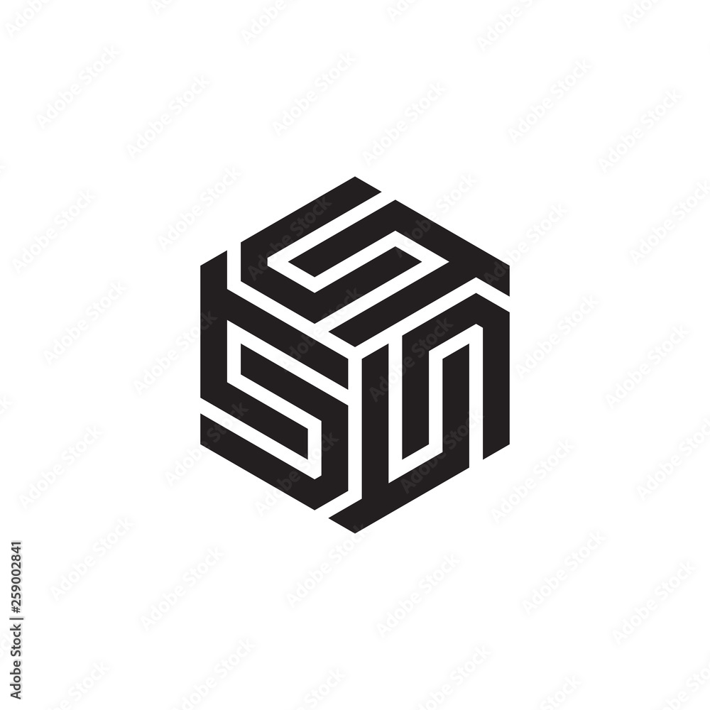 Poster initial f and c with cube box logo design concept
