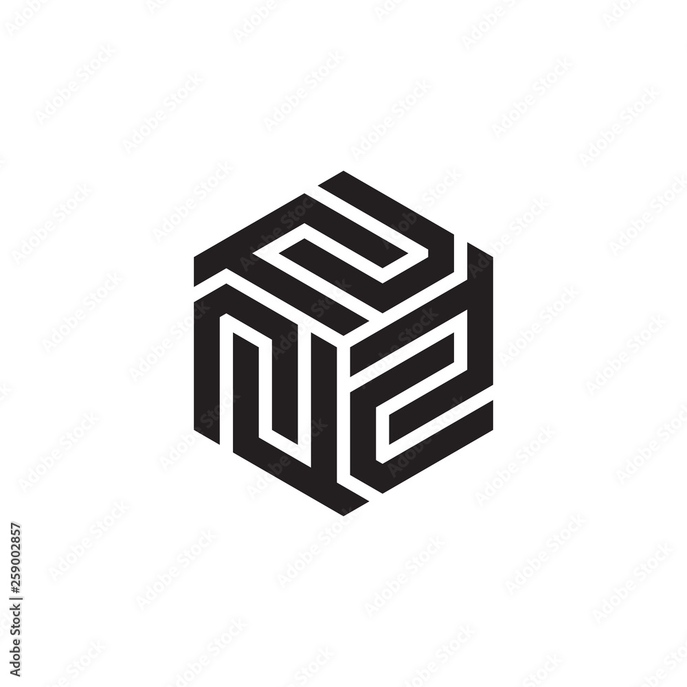 Poster initial f and c with cube box logo design concept