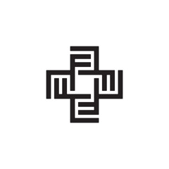 initial letter F and C with plus sign logo design concept