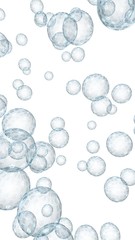 Bitcoin economic financial bubble. Cryptocurrency 3D illustration. Business concept. Blue bubbles on white background. Bit, Coin, mining concept