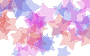 Multicolored translucent stars on a white background. Red tones. 3D illustration
