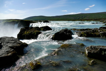 Fototapeta na wymiar Before the fall - river immediately above Godafoss waterfall, Iceland