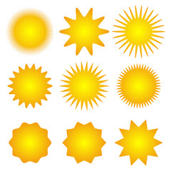 Set of sun icons. Spring. Summer. Autumn. Winter