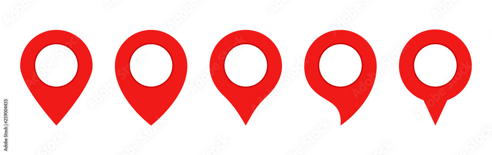 Poster red pin map set. gps point. location icons.map pin icons