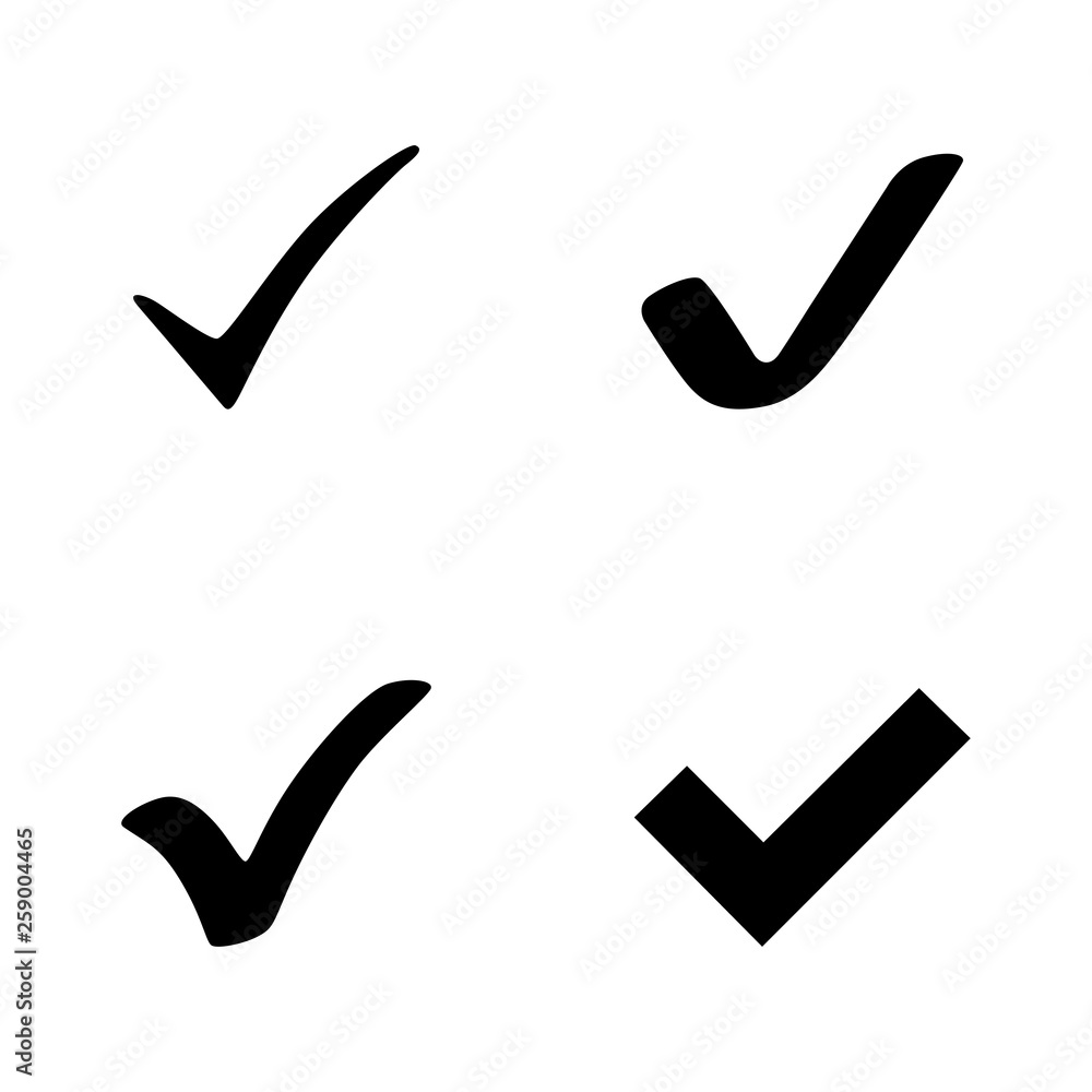 Canvas Prints 4 black check mark vector icons. set of black check mark icons. black check marks collection