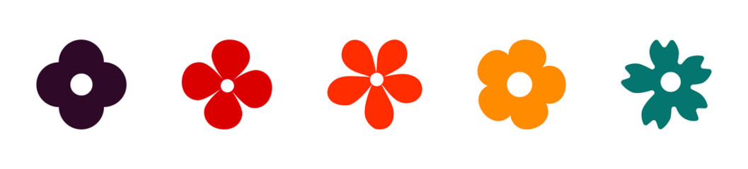 Flower icons set. Flowers in flat design. Early spring flowers