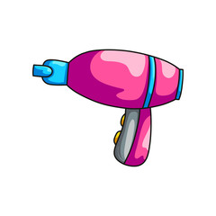 Pink professional hair dryer hairdressing accessory isolated on white background