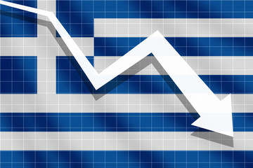 arrow fall down on the background of the Greece flag  © Frank Parker