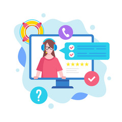 Customer service concept. Vector illustration. Support, call center, online help, technical support. Modern flat design graphic elements