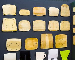 the backs and seats of wooden chairs