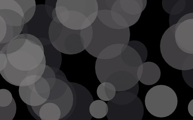 Gray translucent circles on a dark background. Gray tones. 3D illustration