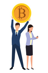 Business people with bitcoins