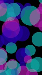 Multicolored translucent circles on a dark background. 3D illustration