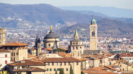 Fototapeta na wymiar Bergamo. One of the beautiful city in Italy. Landscape at the old town from Saint Vigilio hill