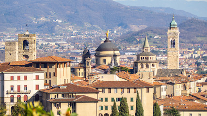 Obraz premium Bergamo. One of the beautiful city in Italy. Landscape at the old town from Saint Vigilio hill