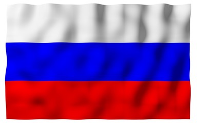 Waving flag of the Russian Federation. The National. State symbol of the Russia. 3D illustration