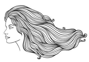 Beautiful young girl with long curly hair