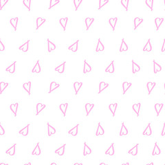 Vector simple pattern with handdrawn hearts. Seamless pattern. Picture on white background for print, textile and wrapping paper