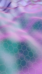 Colorful honeycomb with a gradient color on a light background. Perspective view on polygon look like honeycomb. Wavy surface. Isometric geometry. 3D illustration