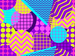 Papier peint Style Memphis Modèle sans couture avec des cercles de style années 1980. Rétro-onde. Éléments géométriques memphis. Illustration vectorielle