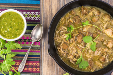 Mexican cuisine. Pork in green sauce.