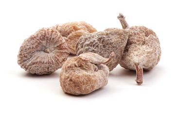Tasty Organic Dried Figs berries, close-up, isolated on white background
