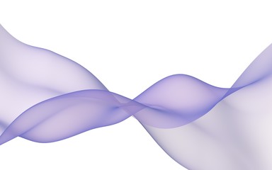 Abstract blue wave. Blue scarf. Bright blue ribbon on white background. Abstract smoke. Raster air background. 3D illustration