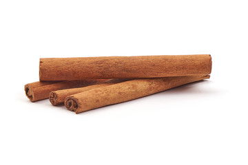 Cinnamon sticks, close-up, isolated on white background