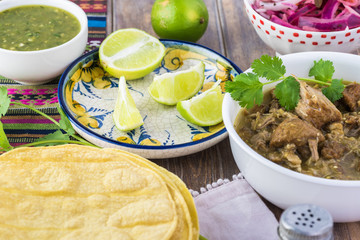 Mexican cuisine. Pork in green sauce.