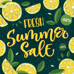 Fresh Summer Sale - calligraphy bright colorful design.