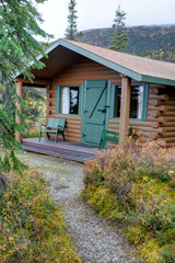 Fototapeta na wymiar A closeup little cabin in Denali National Park.