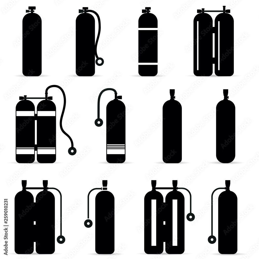 Wall mural oxygen scuba tank for diving silhouette