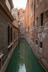 Fototapeta na wymiar Venice empty channel between buildings
