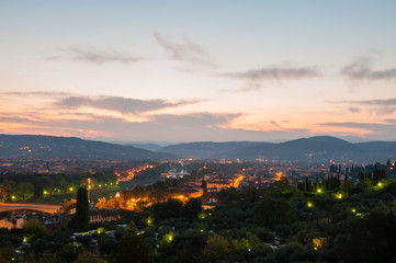 Florence view from piazzale square in the morning twilight
