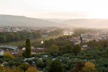 Florence panoramic view of the city in the morning