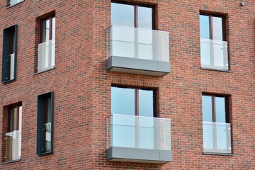 Fragment of a modern apartment building in front. Very modern apartment house.