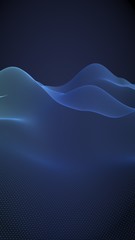 Abstract landscape on a blue background. Cyberspace grid. Hi-tech network. 3d technology illustration. Vertical image orientation. 3D illustration