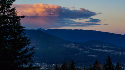 Fiery Clouds At Dusk Seen From Burnaby Mountain
